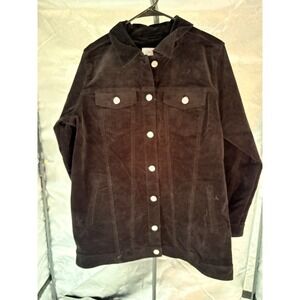 D & Co Black Brushed Denim Coat Sz M (0001)